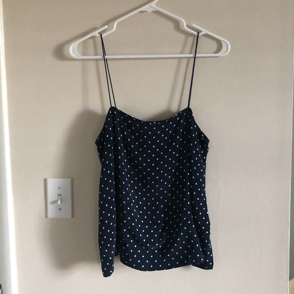 Everlane Silk Polka Dot Navy Tank